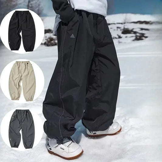 Men's Women's Single Board Ski Pants Waterproof Loose Fit Track Pants Wear Resistant Professional Double Board Snowboard Pants