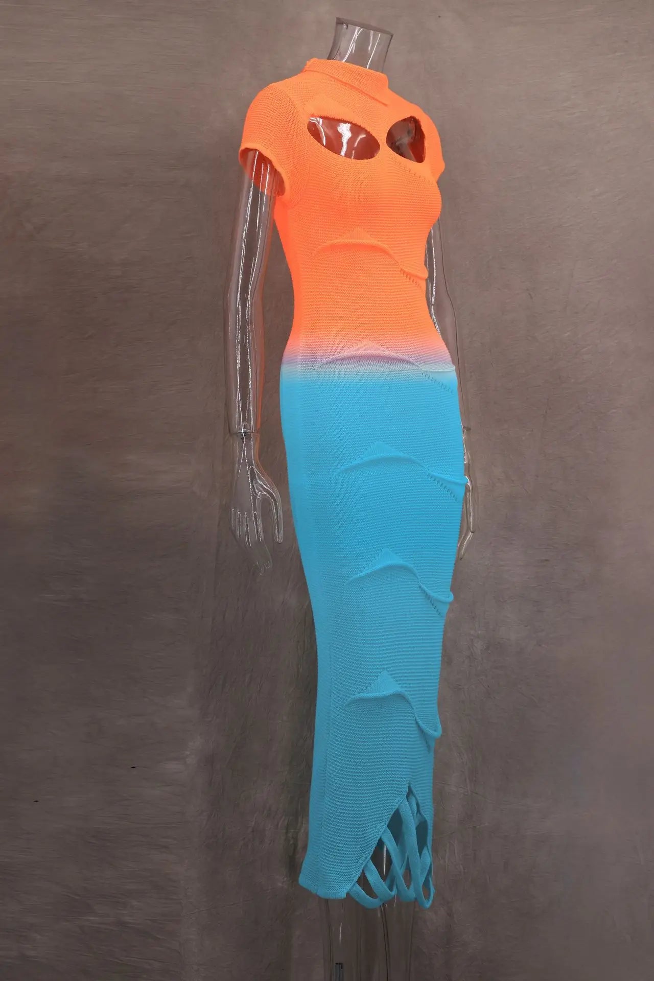 VEITCHE Fashion O-Neck Knitted Sweater Women Dress Pullover Sexy Gradient color Long dress 2025 & 2026 New Spring Summer Maxi Dresses