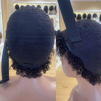 Glueless Wigs Ready To Wear Go Pixie Cut Wigs Short Kinky Curly Human Hair Wigs Slide Part Brazilian Jerry Curl 4x4 Closure Wigs