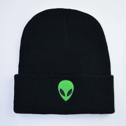 Knitted Beanies Hats Lovely Alien Ghost Skull Embroidery Cap for Autumn Winter Men Cap Warm Melon Cap Street Head Women Gifts