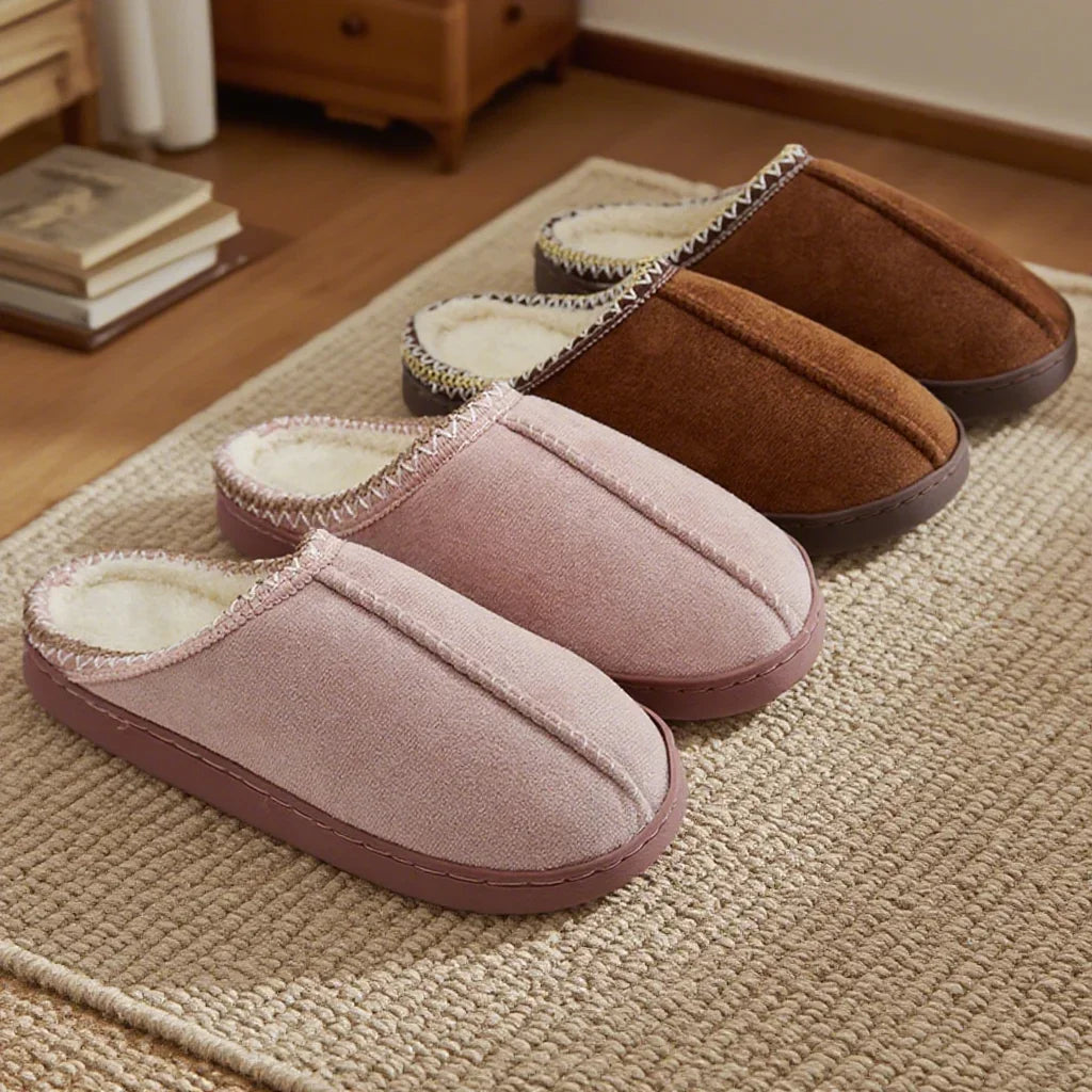 Cotton Slippers for Autumn and Winter Indoor Thick-Soled Non-Slip Couple Warm Fleece-Lined Soft Sole