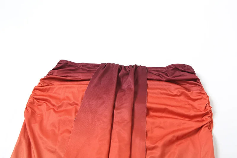 VEITCHE Summer Women Print Mesh Sexy Halter Skirt 2 Pieces Sets Off-shoulder Sleeveless Backless Tops And Skirt Two Pieces Sets