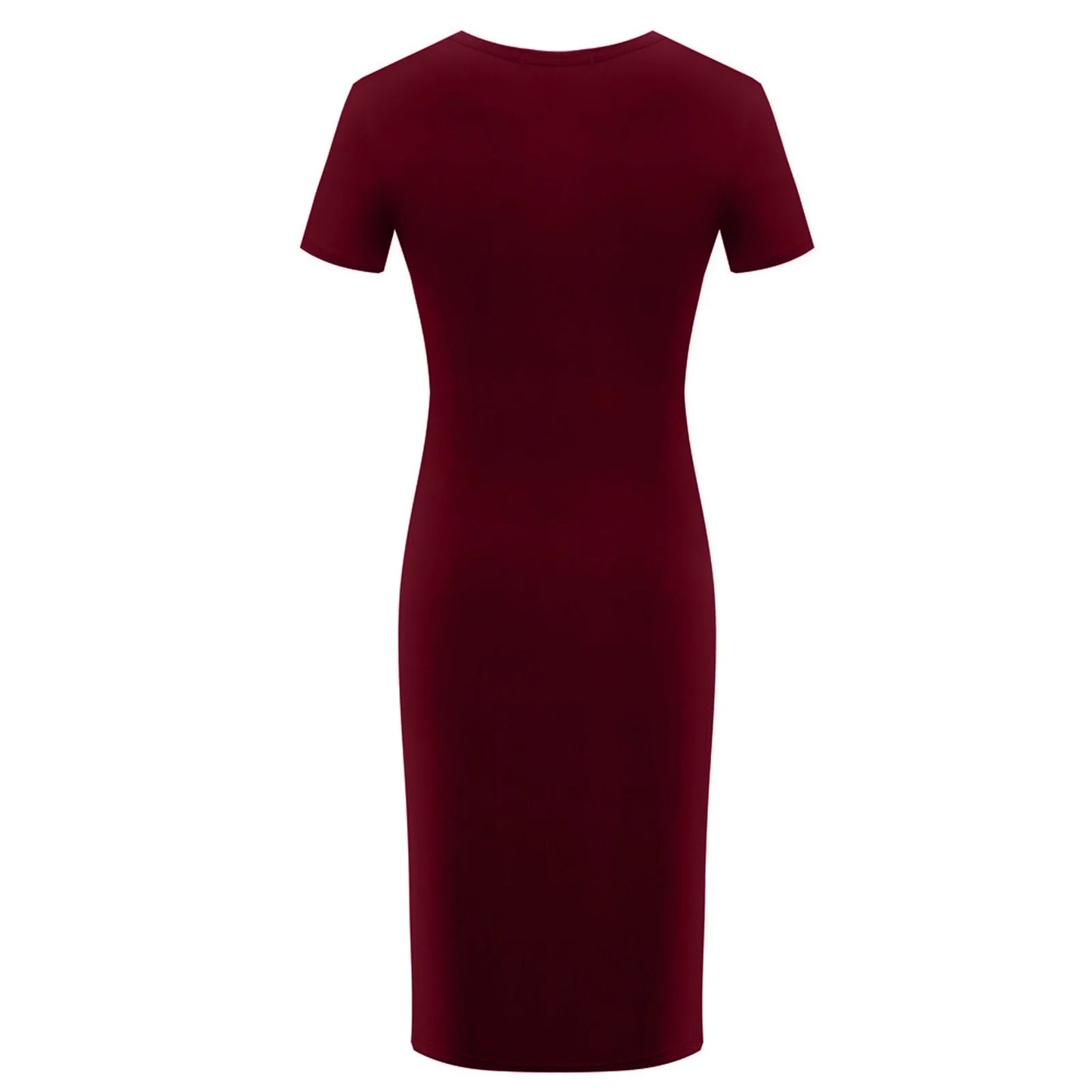 Fashion Women Short Sleeve Slim Fitting Dress Summer Solid Color Round Neck Elegant Dress Tight Robe Street Style Skinny Dress