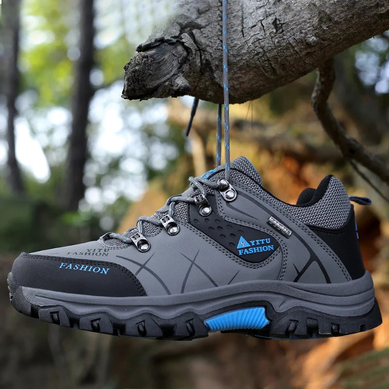 Shoes for Men 2026 New Men Sneakers Leather Waterproof Mountaineering Camping Hiking Shoes Thick Sole Comfortable Running Shoes