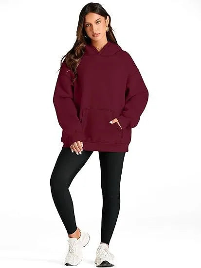 2026 Autumn and Winter New Cross border Leisure Fashion Sports Solid Color Women's Loose and Comfortable Hoodie Hoodie Hoodie