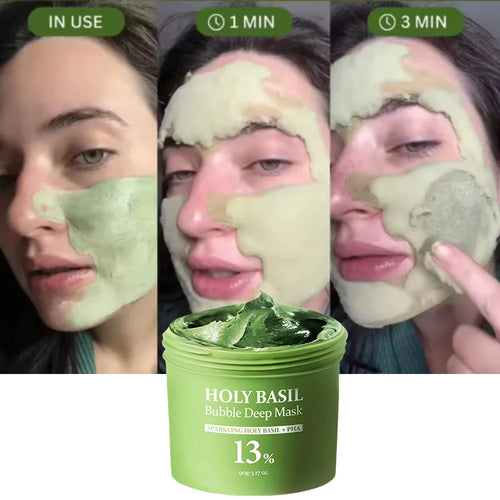 Holy Basil Bubble Deep Mask Korean Carbonic Acid Deep Cleansing Foaming Mud Mask Remove Blackheads And Shrink Pores Skin Care