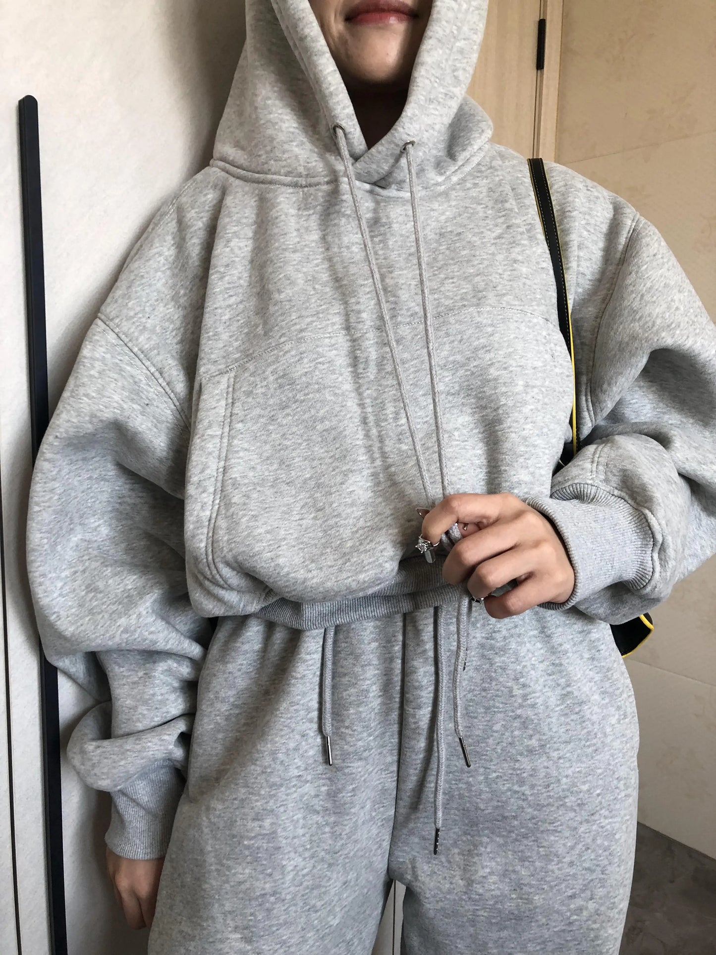 Wholesale Fleece Hoodie with Jogger Pant Sweat Suit Fall Winter 2 Piece Set Tracksuit Women Sports Outfit Two Piece Solid Casual