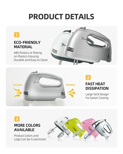 Custom Home Kitchen Electrica Batidora De Mano 7 Speed Food Flour Dough Cake Egg Beaters Handmixers Electric Held Hand Mixers
