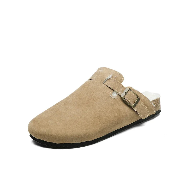 Men Suede Leather Mules Women Comfort Potato Shoes with Arch Support Cork Winter Shoes Fashion Clogs Men Cork Footbed Mens Clogs