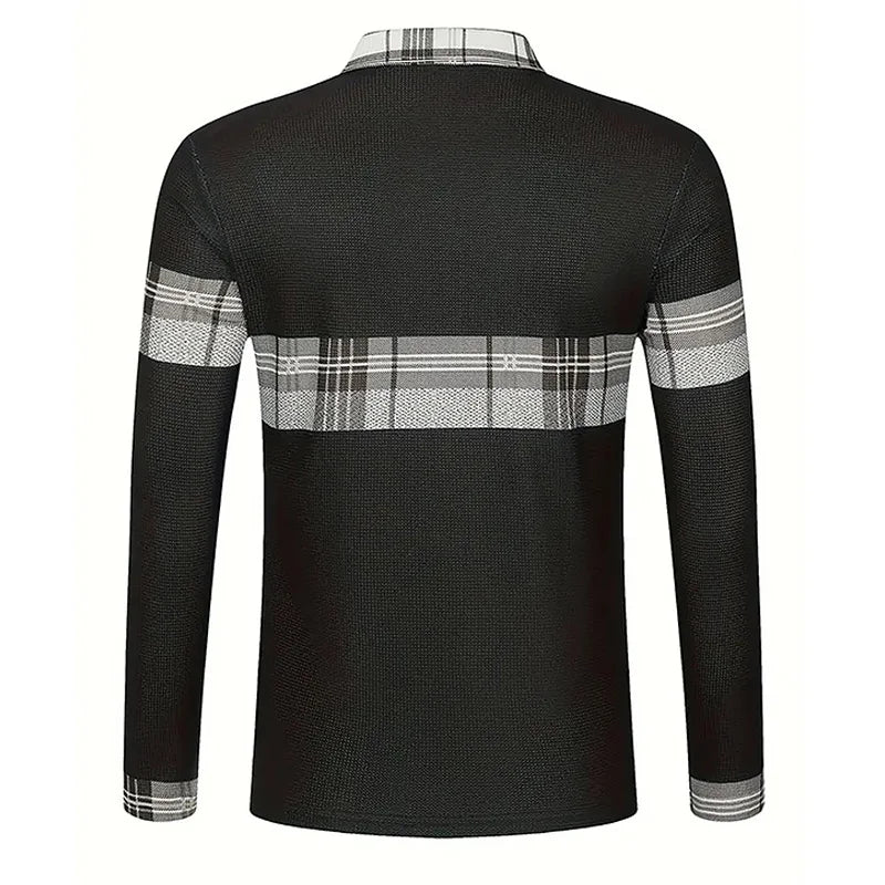 Spring and Autumn Men's Polo Shirt Lapel Pocket T-shirt Men's Business Casual Long sleeved European and American Plus Size