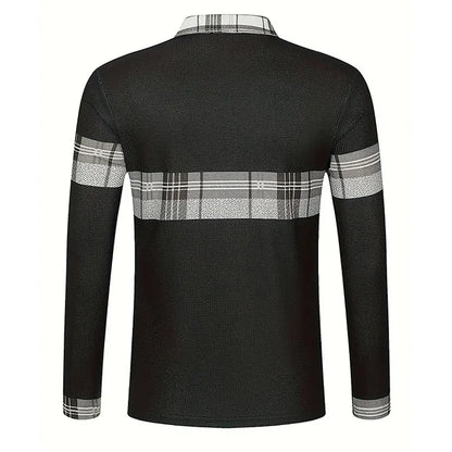 Spring and Autumn Men's Polo Shirt Lapel Pocket T-shirt Men's Business Casual Long sleeved European and American Plus Size