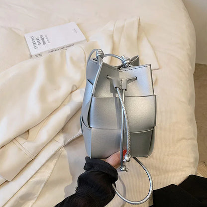 Summer New Fashion Mini Bags Women Design Korean Chic Woven Shoulder Crossbody PU Leather Handbag Hotgirl All-match Money Bag