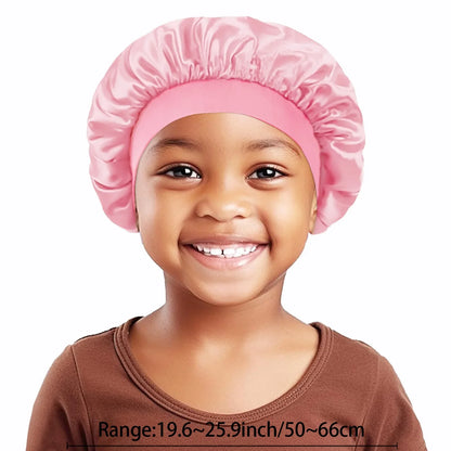 Baby Kids Satin Wide Band Sleeping Hat Beige Black White Pink Purple Bonnet Cap Turban Hat Wide Elastic Bands Night Sleep Cap