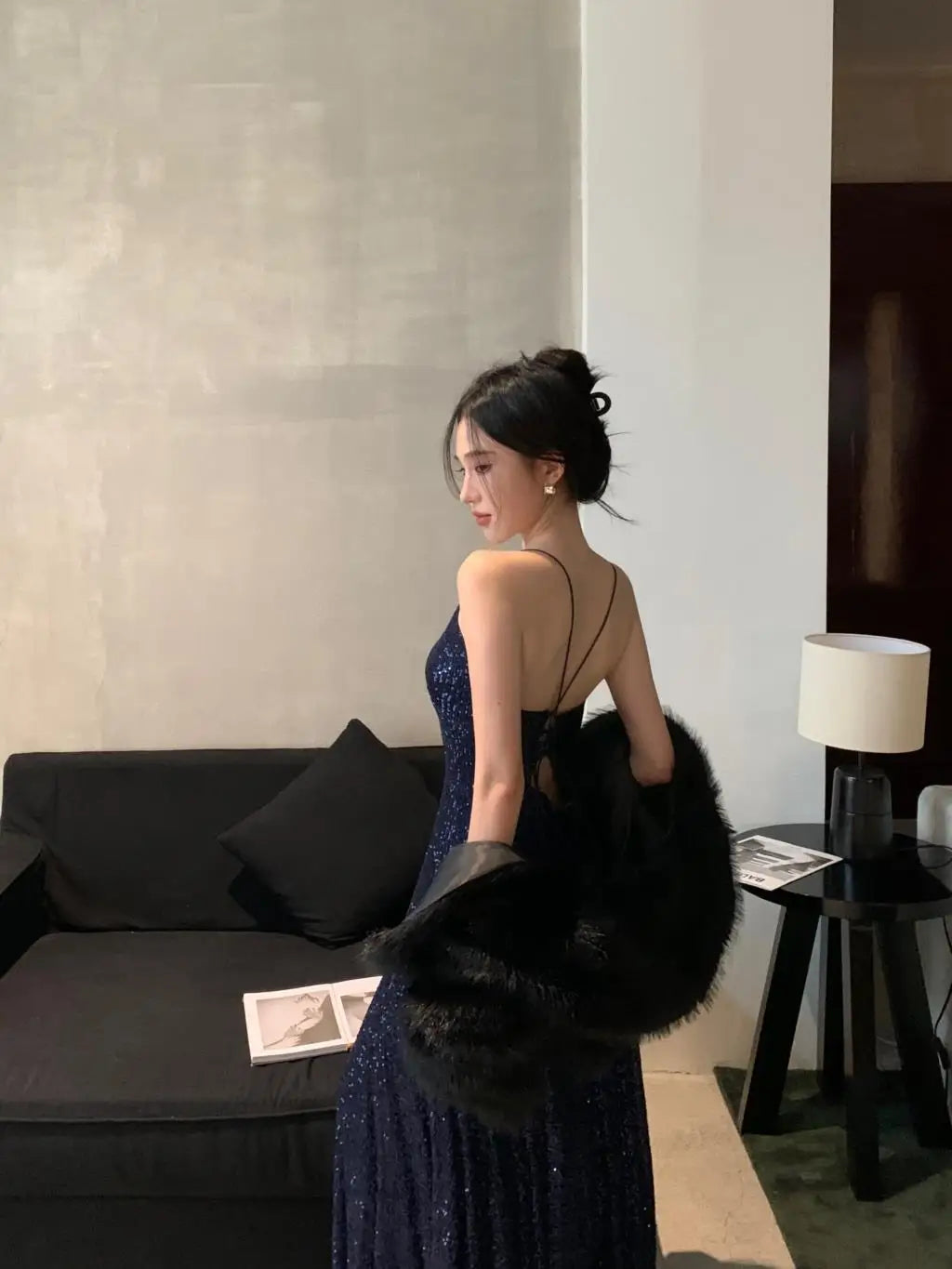 Women's Backless Sexy Split Midi Summer Dress Spaghetti Strap Slim Evening Party Prom Birthday Dresses Female Fashion Long Robe