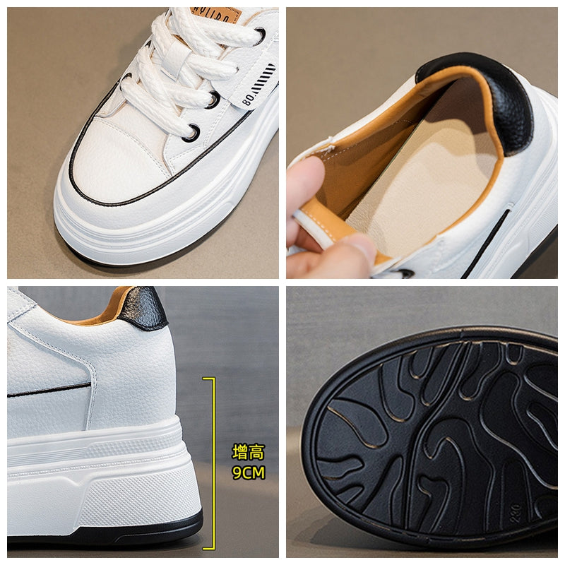 Fujin 9cm Cow Suede Genuine Leather Women Vulcanized Shoes Platform Wedge Skate Boarding High Brand Heels Casual Summer Shoes