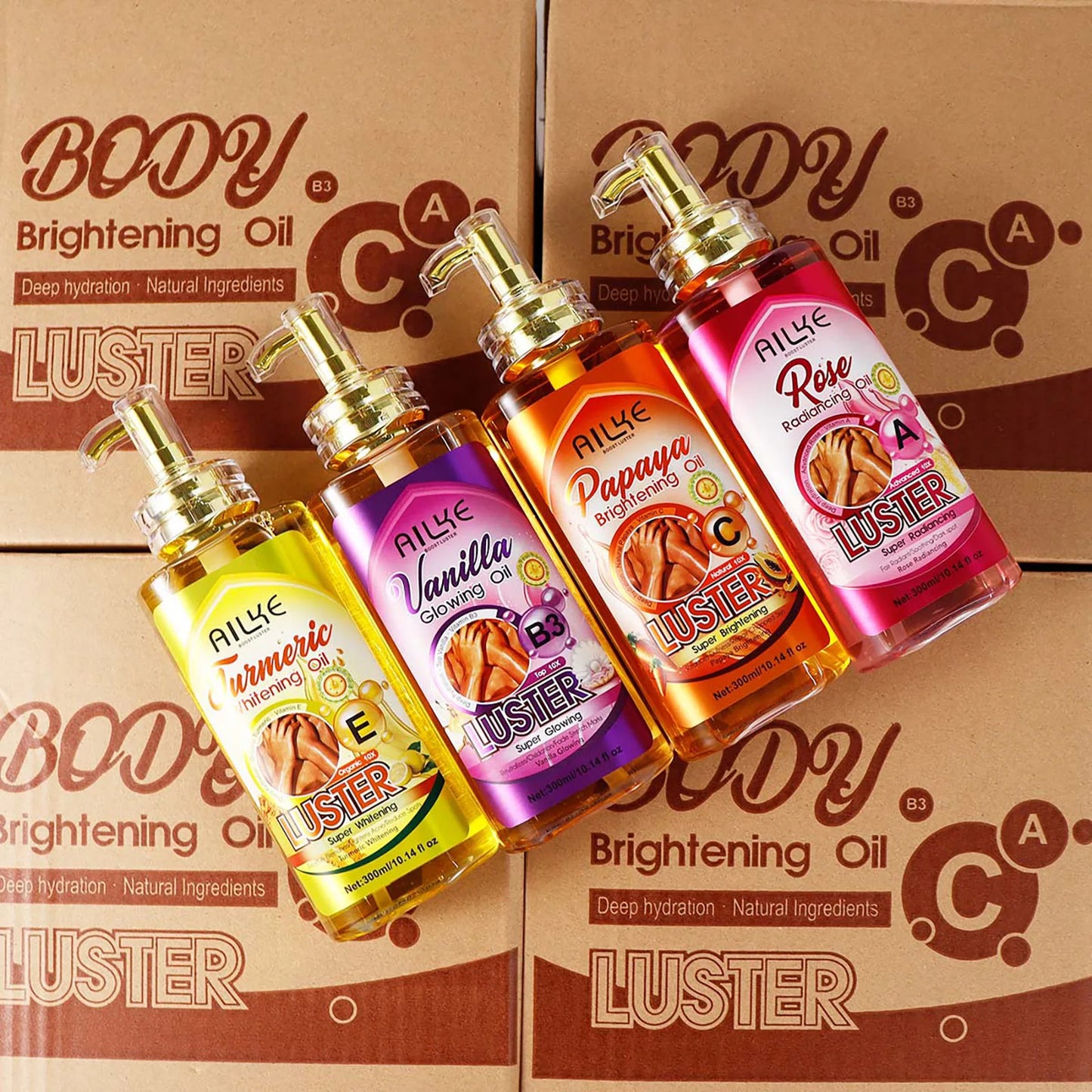 AILKE Whitening Body Oil, Moisturizing, Nourishing, Smooth Skin, Reduce Dark Spots, Suitable For All Skin Types, 300ml