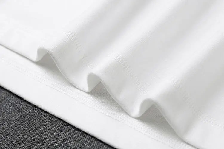 Heavyweight Impermeable 300g Carbon Matte Pure Cotton Thick Short Sleeved T-shirt Men and Women Pure White Simple Base Shirt