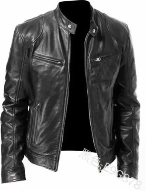 2022 Autumn/Winter New Fashionable PU Leather Men's Casual Jacket Wholesale Amazon European Style Motorcycle Leather Coat