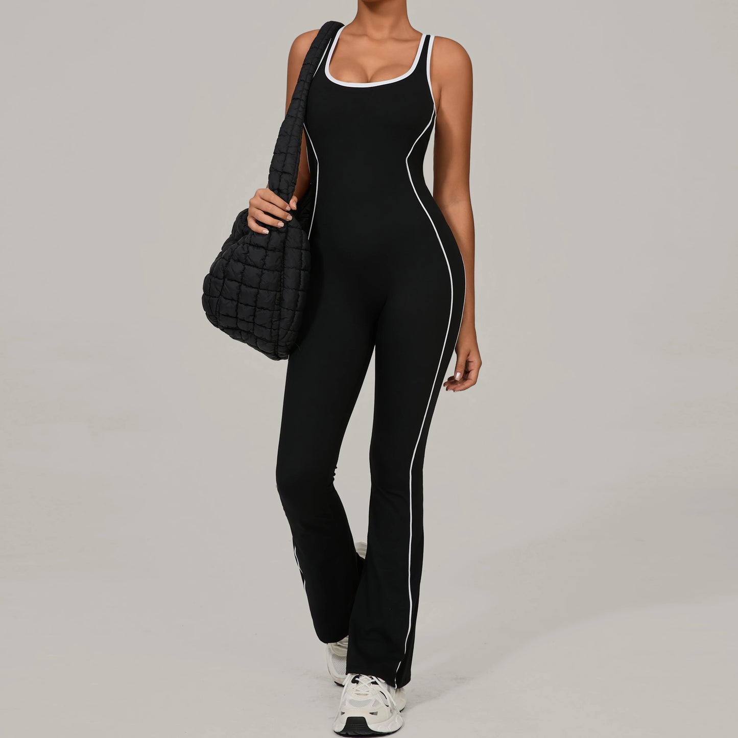 Sexy Backless Bodysuit Women's Set Tracksuits Fitness Sports Jumpsuit Yoga One-piece Suit Flared Pant Fast Dry Workout Clothes