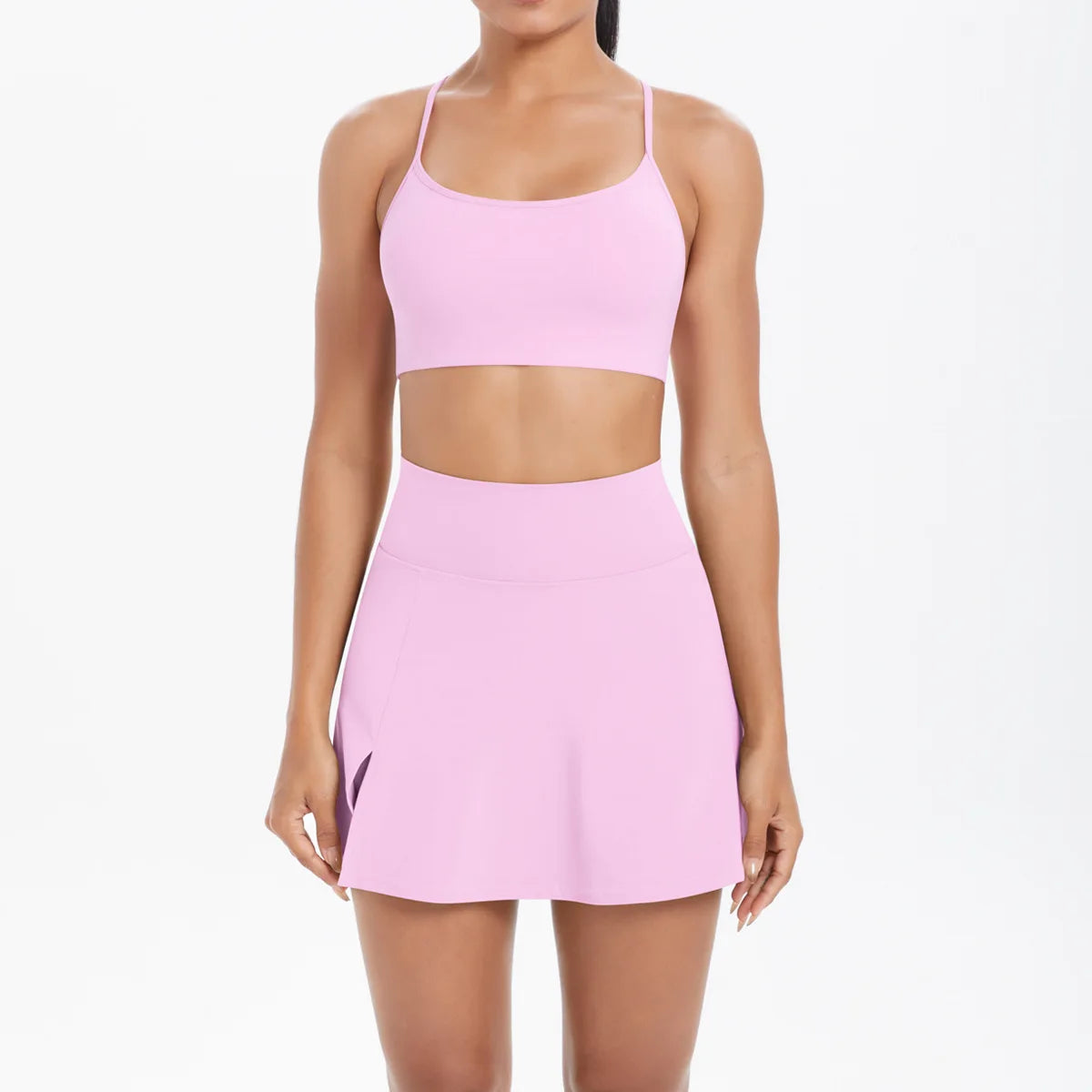 Sports Yoga Set Women Gym Fitness Running Suit Yoga Bras 2 in 1 Tennis Skirt Breathable Shorts Two Pieces Workout Clothes