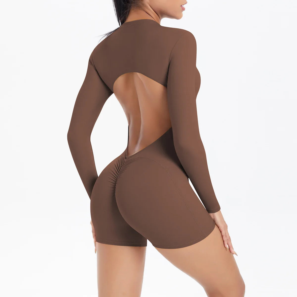 Sexy Back V Jumpsuit Gym Set Women Tracksuits Yoga Suit Scrunch Butt Sports Jumpsuit Fitness Rompers Stretch Workout Bodysuits