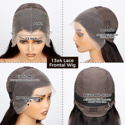 Body Wave Brazilian Wigs Lace Front Human Hair Wigs HD Transparent virgin 13X4 Frontal  Pre 200 Density Pre Plucked For Women