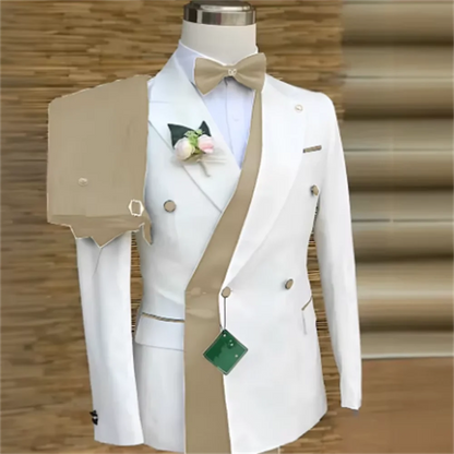 Bespoke Custom White Black Wedding Suit for Men New Design Slim Fit Groom Best Man Wedding Tuxedo Formal Prom Wear 2 Pieces Set