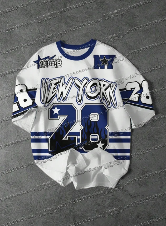 Men's Sports Jersey New York 28 Print Short Sleeve T-Shirt Summer Graphic Tee Baseball Jerseys Plus Size Women's Sport T-Shirt