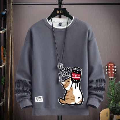 Cartoon Cute Cat Funny Print Graphic T-shirt Women Oversized Loose Design Lovers Casual Long Sleeve T-shirt S-5XL Men Clothing