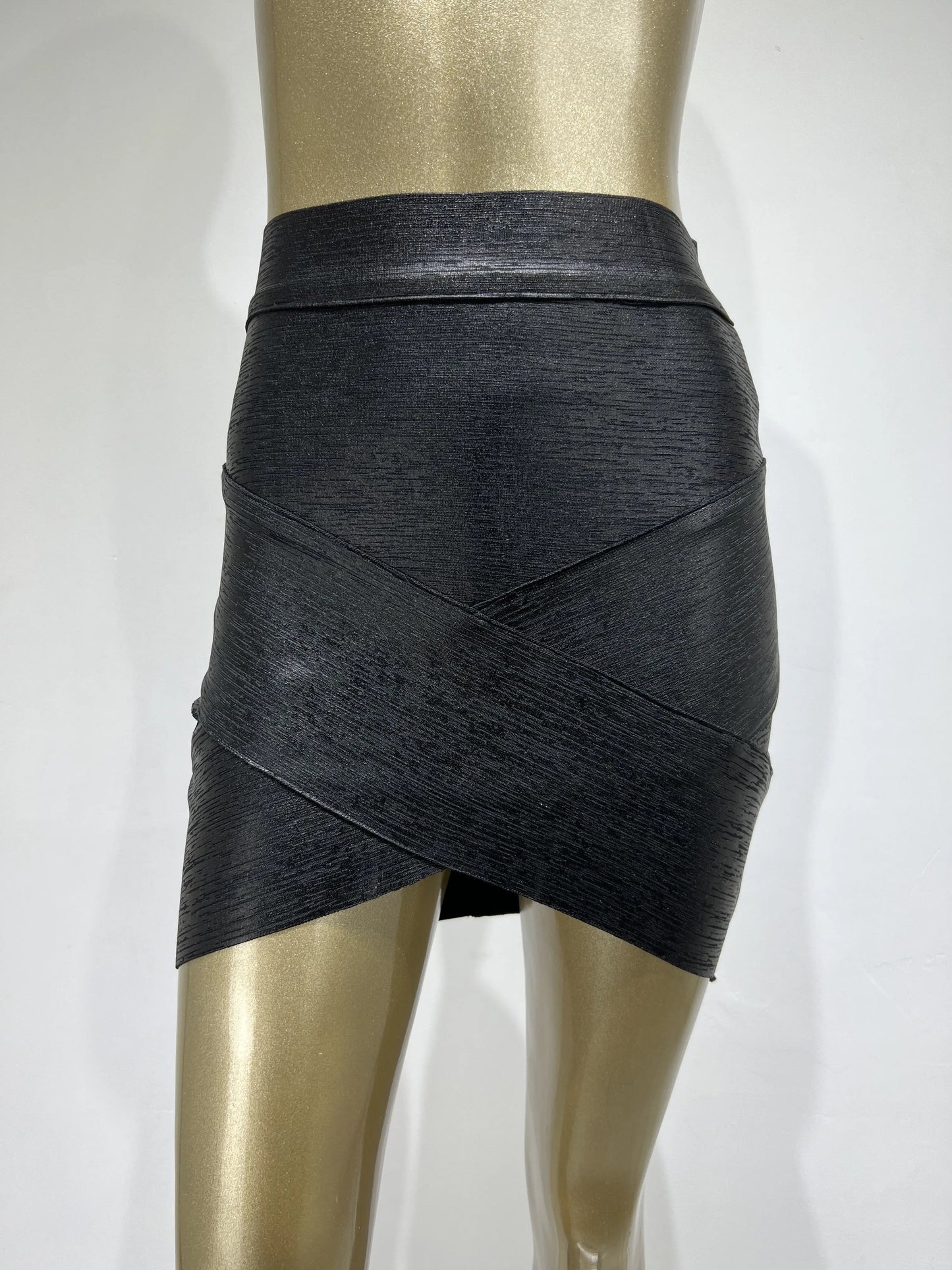 Ladies High Quality Rayon Black Thick Rayon Pencil Bandage Skirt Cute Mini Skirt
