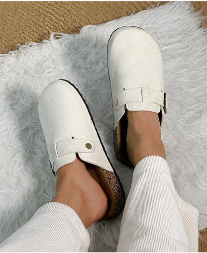 Women's Casual Closed Toe Flip-flops Summer Outdoor Slippers Couple's Flannel Sandals Comfortable Non-slip Wear-resistant Slides