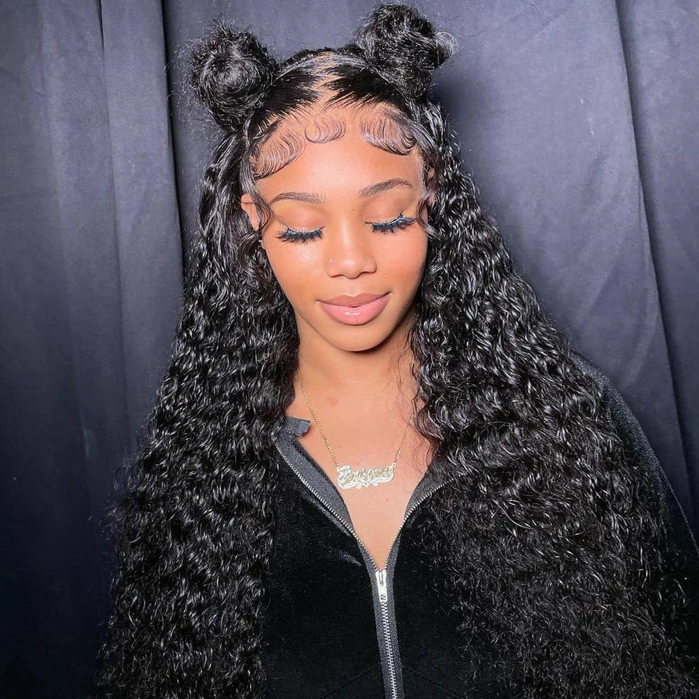 CEXXY 300% High Density Deep Wave 13x6 HD Lace Frontal Wig Brazilian Curly Water Wave Lace Frontal Wigs 36 Inches For Women