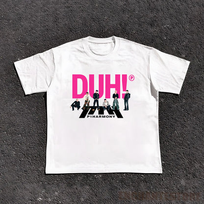 Summer Men P1Harmony 2025 DUH Same T-shirt Kpop Print Summer Short Sleeve Tee for Fans Men Women Clothing Streetwear T Shirts