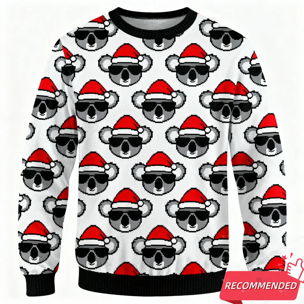 New Animal Ugly  Sweatshirt For Men Clothing Funny Panda Raccoon Sunglass Ugly Sweatshirt Xmas Holiday Crew Neck Sweatshirts