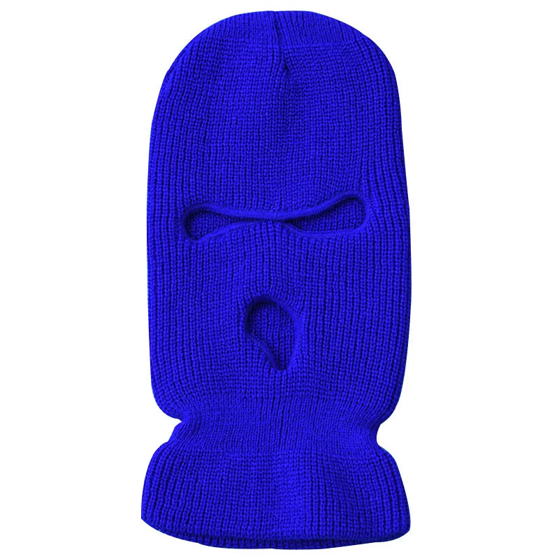 Windproof Full Face Knit Hats Custom SkiMask Men Warm Wool Balaclava embroidery Winter hats Knitted 3 Holes Ski Mask