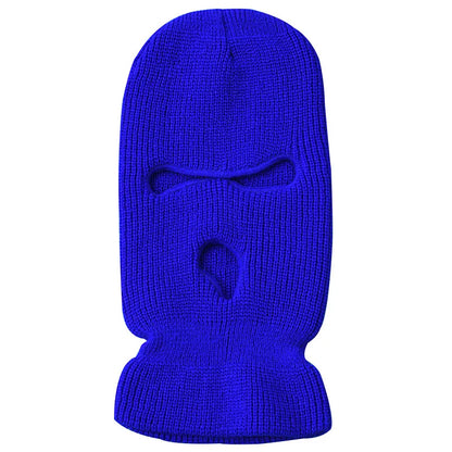 Windproof Full Face Knit Hats Custom SkiMask Men Warm Wool Balaclava embroidery Winter hats Knitted 3 Holes Ski Mask