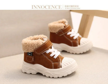 2021 Children Warm Boots Winter New Boys Plus Thicken Velvet Cotton Shoes Girls Waterproof Short Boots Baby Cotton Boots