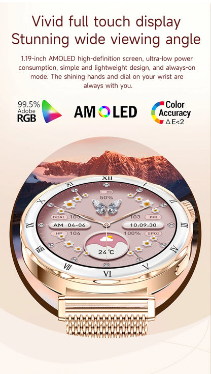 LIGE New Ultra Thin Smart Watch Women Screen Always Display Time Diamond Luxury Bracelet Voice Calling AMOLED Smartwatch Ladies