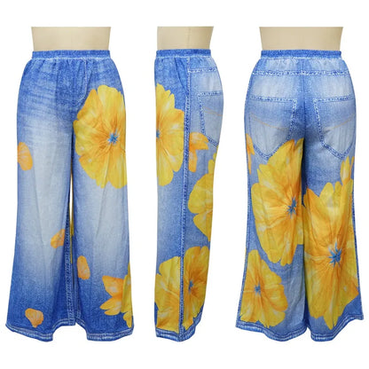 KEXU Women's Tie Dye Printed Wide Leg Casual Loose Long Pants Streetwear