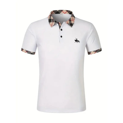 Summer men's short sleeved polo shirt business office lapel shirt Men's sports and casual top European and American plus size
