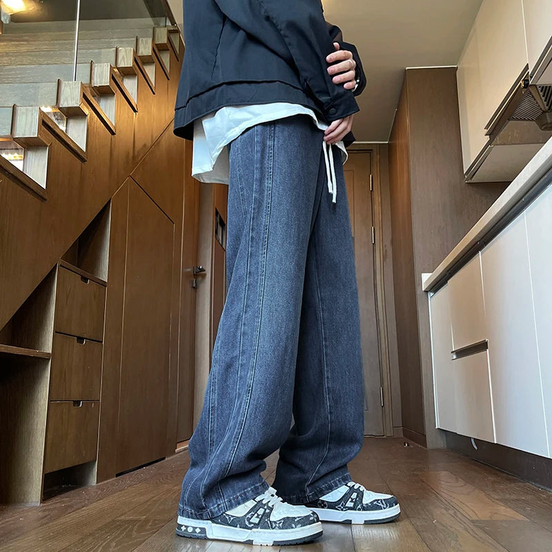 25ss Summer Vintage 190cm Men's Super long Pants 115cm Elastic Waist Straight Leg Breathable Drape Sportswear Casual Pants