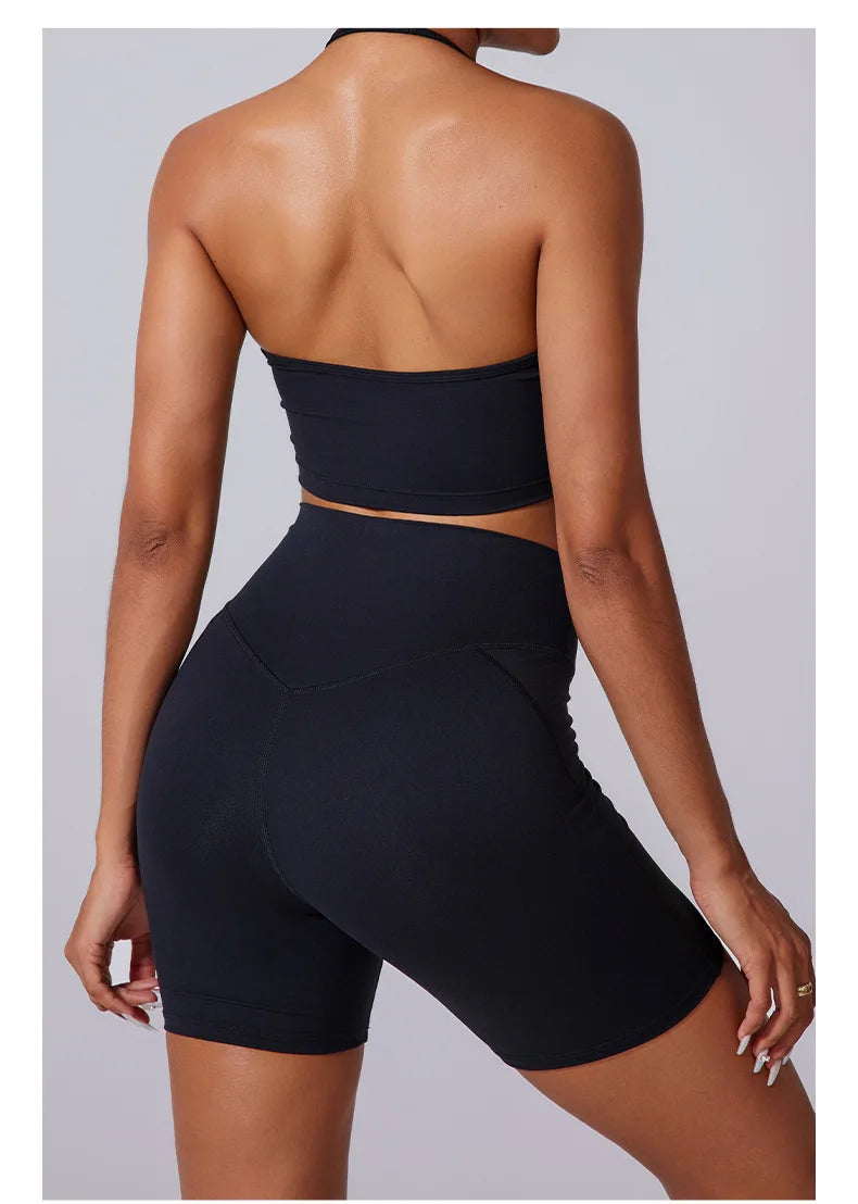 2 Pieces Wrap Front Gym Fitness Suit Women Long Sleeve Legging Workout Yoga Set Sports Bra Short Sports Clothes Tracksuit Female