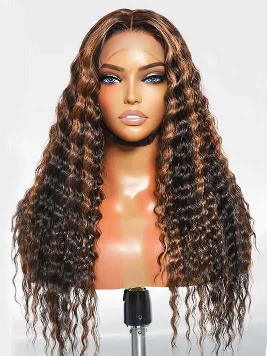1B/30 Highlight Ombre Human Hair 13x4 Deep Wave Colored Lace Front Wigs Human Hair Pre Plucked with Baby Hair 180 Density