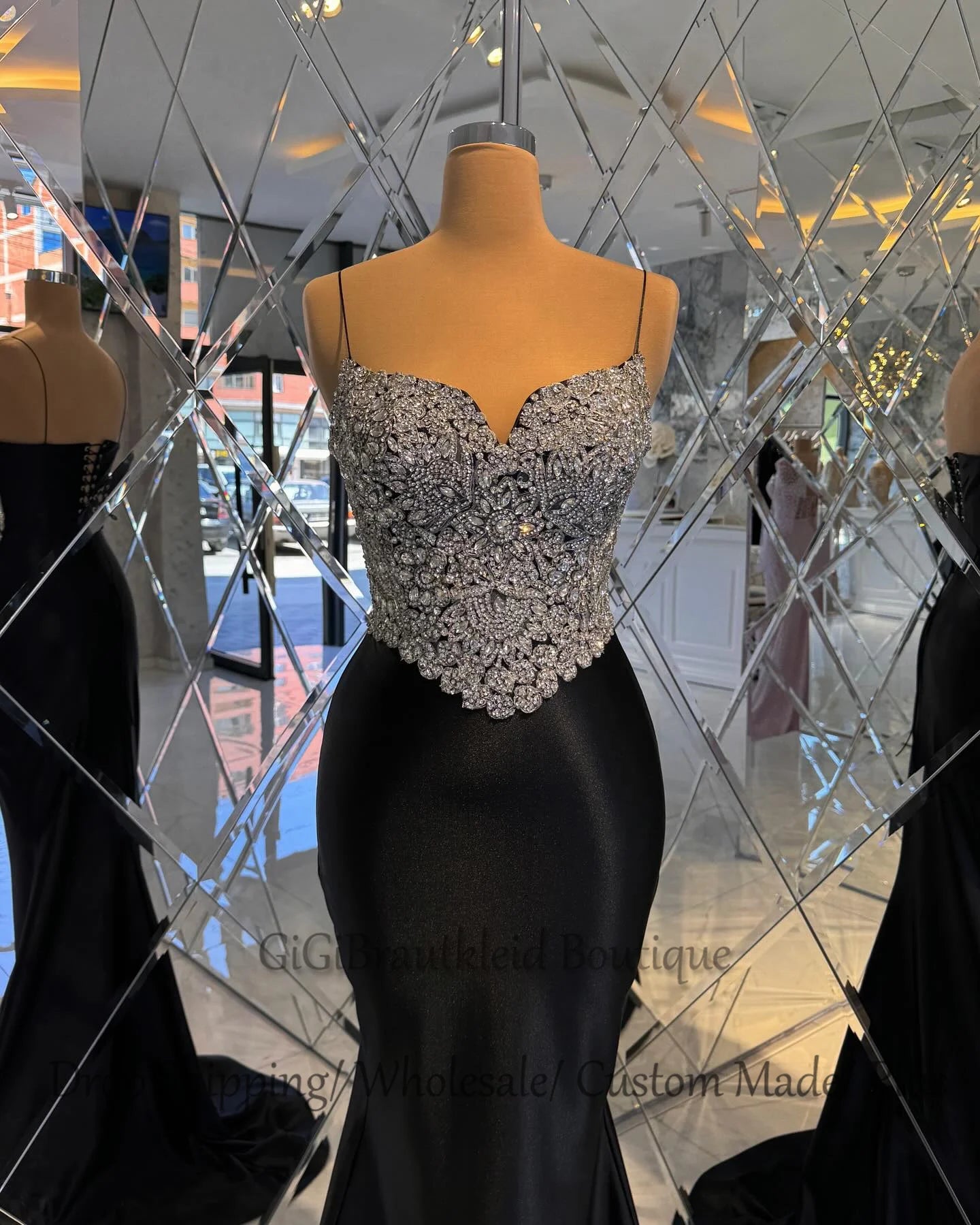 GiGiBraut Fancy Spaghetti Straps Prom Dress for Women Rhinestones Lace up Sweetheart Evening Gowns Vestidos De Gala Customized