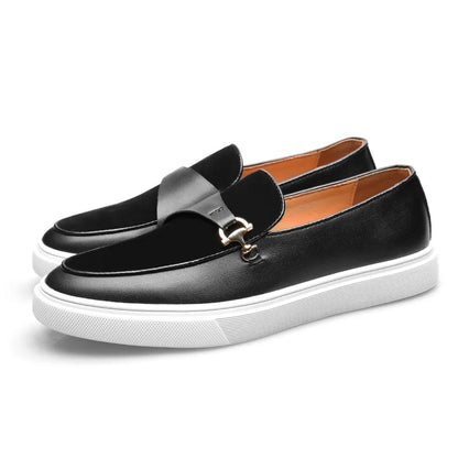 Men's Suede Casual Shoes Embossed Leather Men Fashion Buckle Loafers Mens Slip-on Board Shoes Outdoor Flats Big Size 38-46
