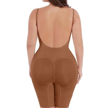 Seamless Backless Body Shaper Tummy Control Shapewear Mid-Thigh Slimming Bodysuit for Women Postpartum Waist Trainer Corset