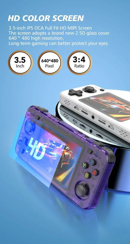 BOYHOM New R36H Handheld Game Console 3.5-inch IPS Screen Linux RK3326 Retro Video Games Player 3000 mAh 64G 10000+ Classic Game