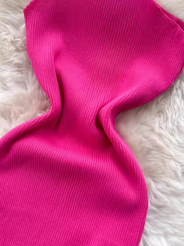 Solid New Chic Fashion Sexy Package Hips Mini Dress Women Summer Slim Elastic Knitted Party Dress Streetwear Lady Outfits