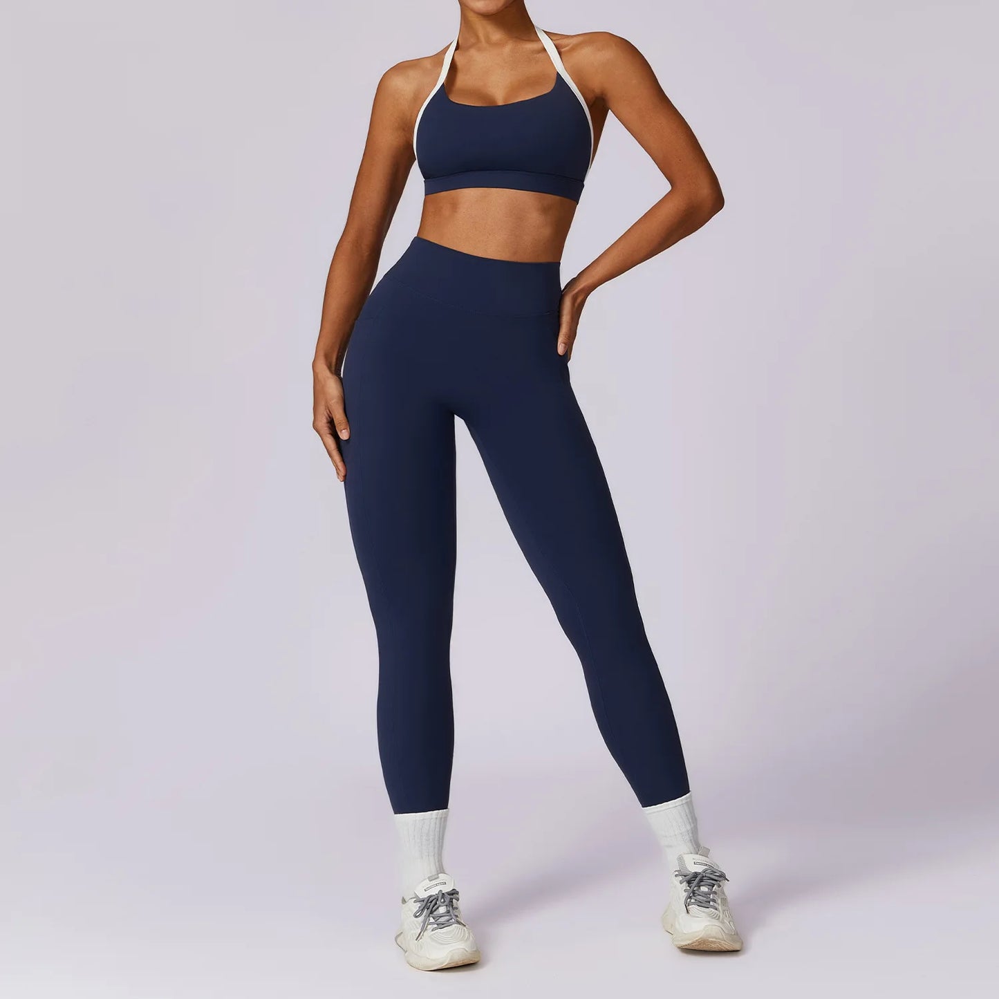 Sexy Yoga Women's 2 Pieces Gym Sports Suit Workout Clothing Long Sleeve Gym Crop Top High Waist Leggings Fitness Bra Sportswear