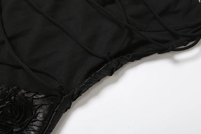 Nibber Elegant Flower Embroidery Maxi Dress Women Low-Neck Cross Bandage Backless Summer Street Trend Skinny Holiday Vestidos